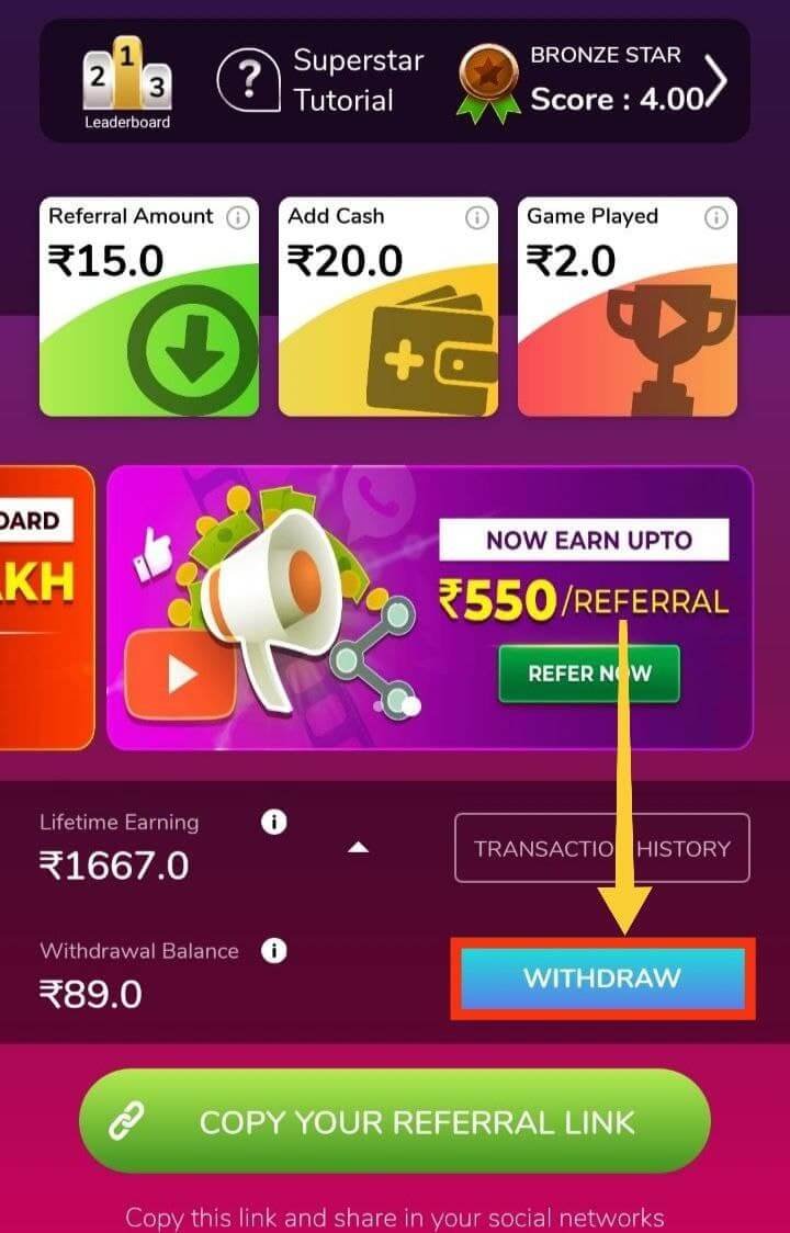 Withdraw Your Referral Earning